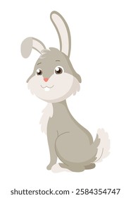 Cartoon rabbit. Bunny pet silhouette. Cute animal isolated icon. Vector rabbit character illustration