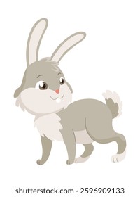 Cartoon rabbit. Bunny pet silhouette. Cute animal isolated icon. Vector rabbit character illustration