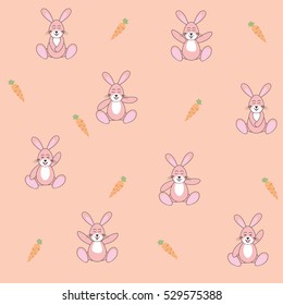Cartoon rabbit with carrot Seamless pattern, vector illustration