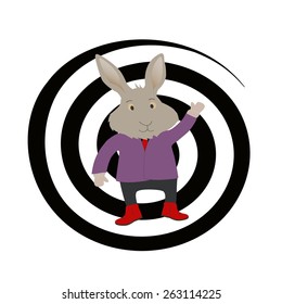 Cartoon rabbit - the character. Approximate to the person it is dressed in clothes