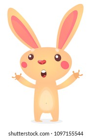 Cartoon Rabbit Character giving a hug. Vector illustration. Isolated on white. Design for logo or print