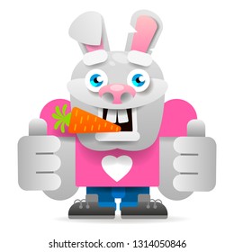 Cartoon Rabbit Character. Vector Illustration. Easter. Isolated On White Background