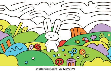 Cartoon Rabbit Children's Illustrations and Vector Poster Design