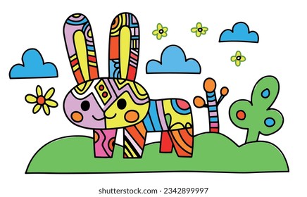 Cartoon Rabbit Children's Illustrations and Vector Poster Design