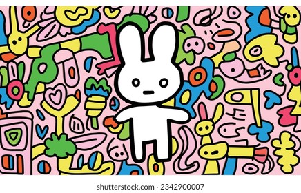 Cartoon Rabbit Children's Illustrations and Vector Poster Design