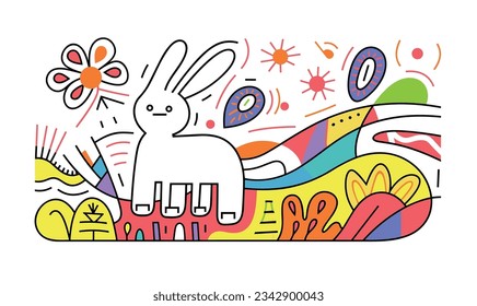 Cartoon Rabbit Children's Illustrations and Vector Poster Design