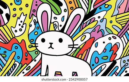 Cartoon Rabbit Children's Illustrations and Vector Poster Design