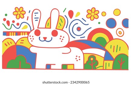 Diseño de afiches para niños de conejo de caricaturas y dibujos para vectores