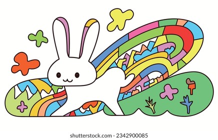 Cartoon Rabbit Children's Illustrations and Vector Poster Design
