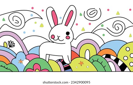 Cartoon Rabbit Children's Illustrations and Vector Poster Design