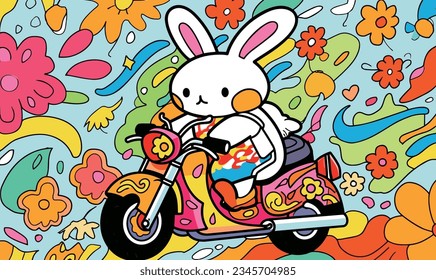 "Cartoon Rabbit Children's Illustrations and Vector Poster Design