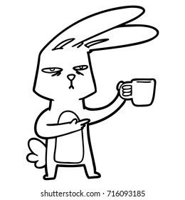 coelho de desenho animado com café