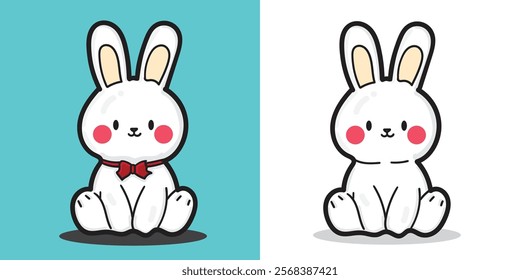 a Cartoon rabbit for coloring book or design element