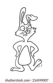 cartoon rabbit, contour vector illustration