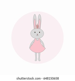 Cartoon rabbit in crown and dress logo emblem