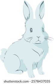 Cartoon rabbit. Cute white bunny clipart, illustration in flat style. Animal vector design, element isolated on white background