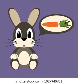 Cartoon rabbit dreaming about carrot