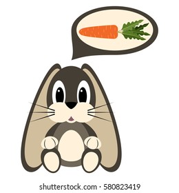 Cartoon rabbit dreaming about carrot