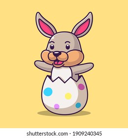 cartoon rabbit in egg vector illustration