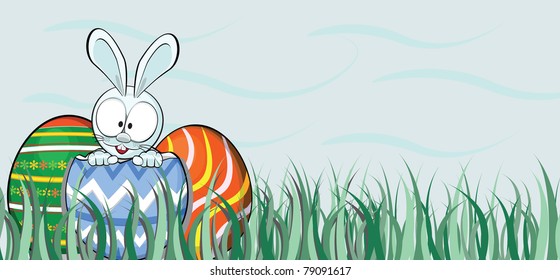 Cartoon rabbit with eggs