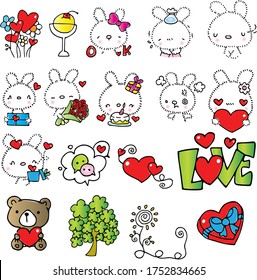 conjunto de dibujo de vector emoji de conejo de dibujos animados