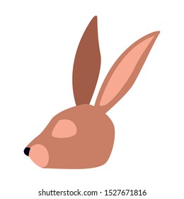cartoon rabbit face icon over white background, colorful design. vector illustration