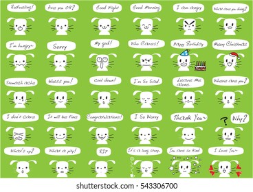 cartoon rabbit face set