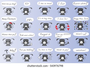 cartoon rabbit face set