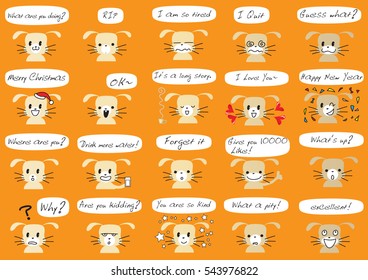 cartoon rabbit face set