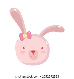 cartoon rabbit female head with ribbon bow