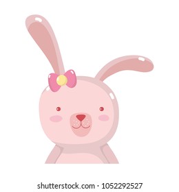 cartoon rabbit female with ribbon bow