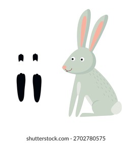 Cartoon Rabbit with footprints.
Children's vector illustration
