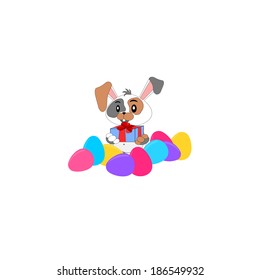 Cartoon rabbit with gift