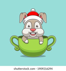 cartoon rabbit in a glass cup