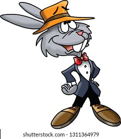 Cartoon rabbit going to gambling party vector illustration