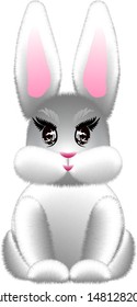 cartoon rabbit gray in vector and gradients