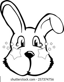 Cartoon rabbit head coloring vector.