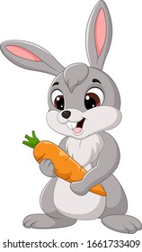 Cartoon Rabbit Holding A Carrot