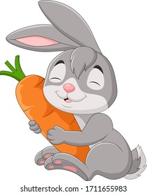 Cartoon rabbit holding a carrot
