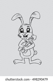Cartoon rabbit holding a carrot