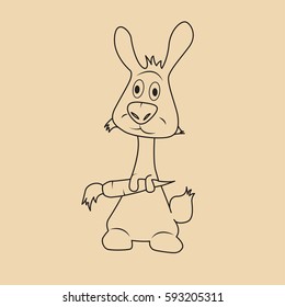 Cartoon rabbit holding carrot