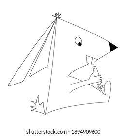 Conejo de dibujos animados sosteniendo zanahoria. Ilustración vectorial aislada en fondo blanco. Decoración para tarjetas de felicitación, afiches, volantes, huellas para la ropa.