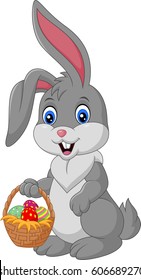Cartoon rabbit holding an Easter basket