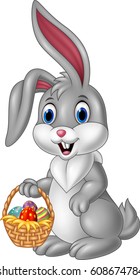 Cartoon rabbit holding an easter basket