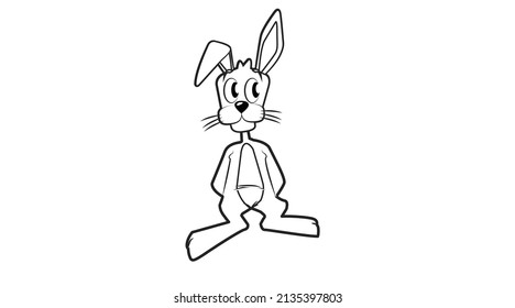 Cartoon Rabbit illustration. Vector isolated linear illustration of a cartoon or comic style rabbit