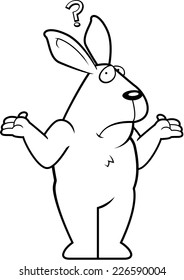 A cartoon rabbit looking confused and shrugging.