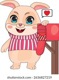 Cartoon Rabbit Love Letter Vector