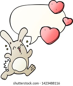 cartoon rabbit in love with speech bubble in smooth gradient style