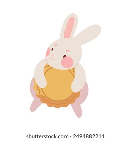 dibujos animados conejo y mooncake aislados