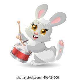 Cartoon rabbit musician. Vector